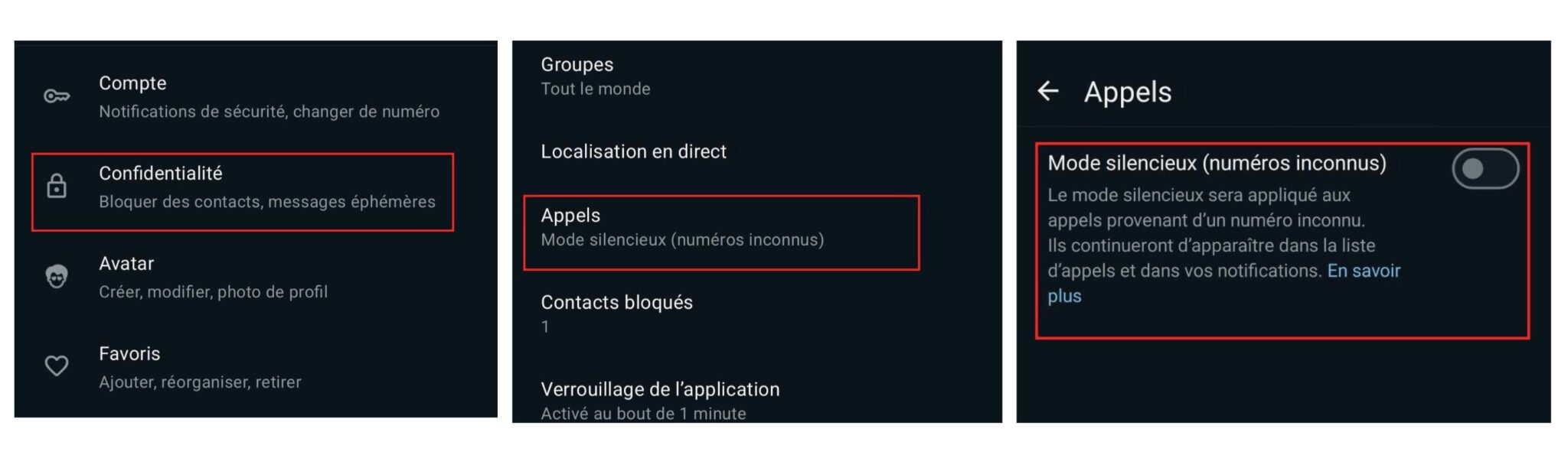 Bloquer appels indésirables WhatsApp