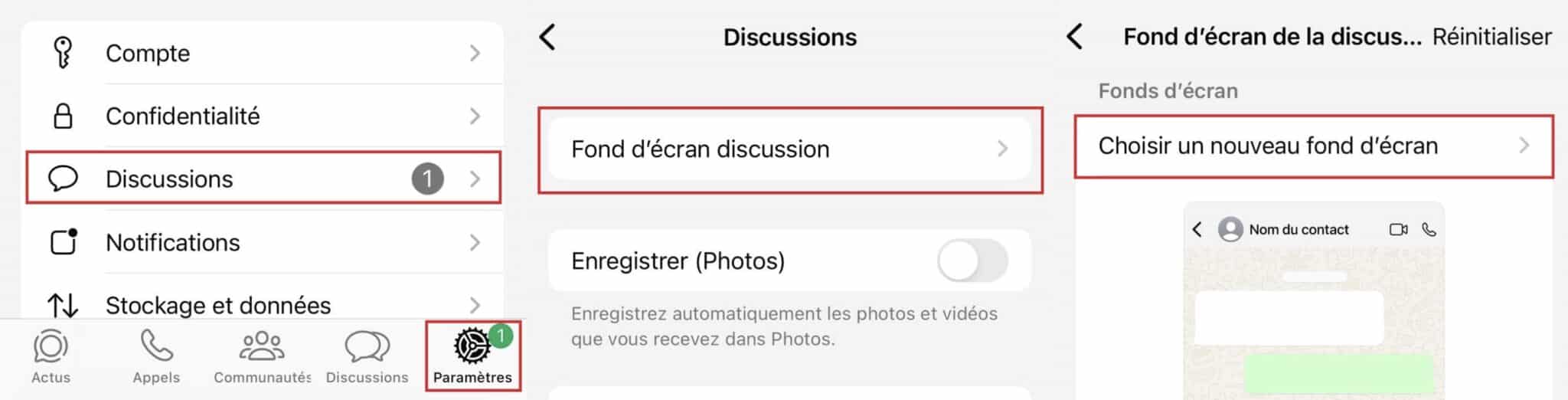 Changer fond d'écran WhatsApp iOS