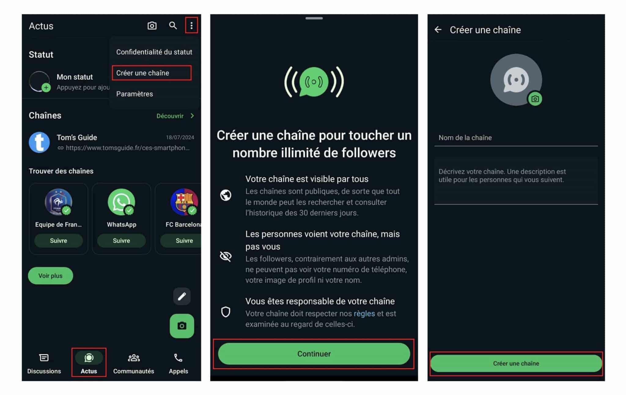 Créer une chaîne WhatsApp