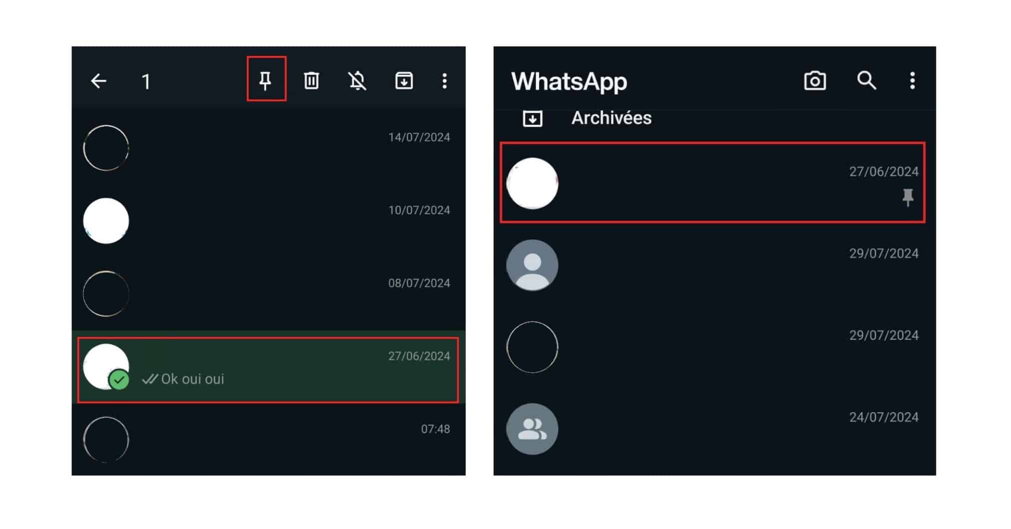 épingler une discussion WhatsApp