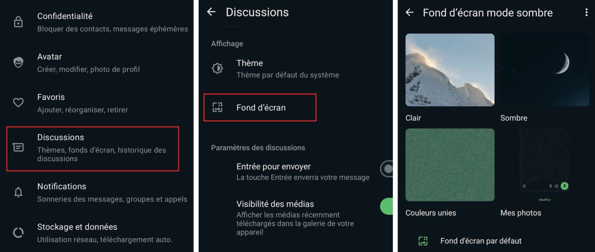 Modifier fond d'écran WhatsApp Android