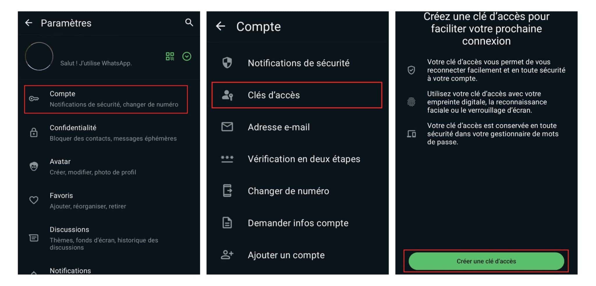 Passkeys sur WhatsApp