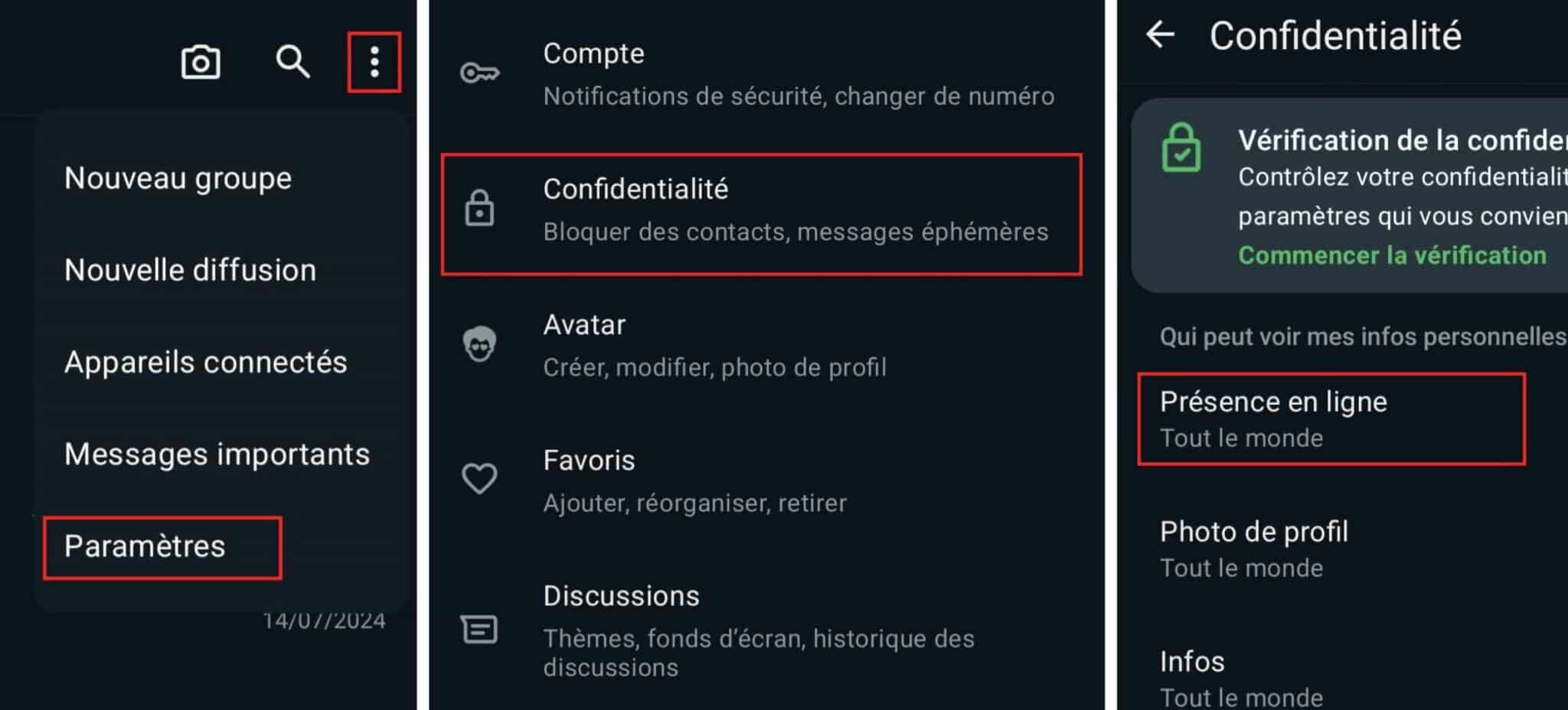 Présence en ligne WhatsApp