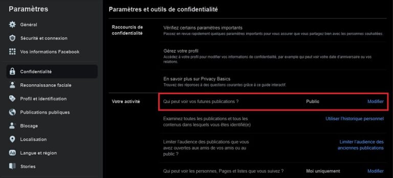 comment mettre son profil facebook en mode privé