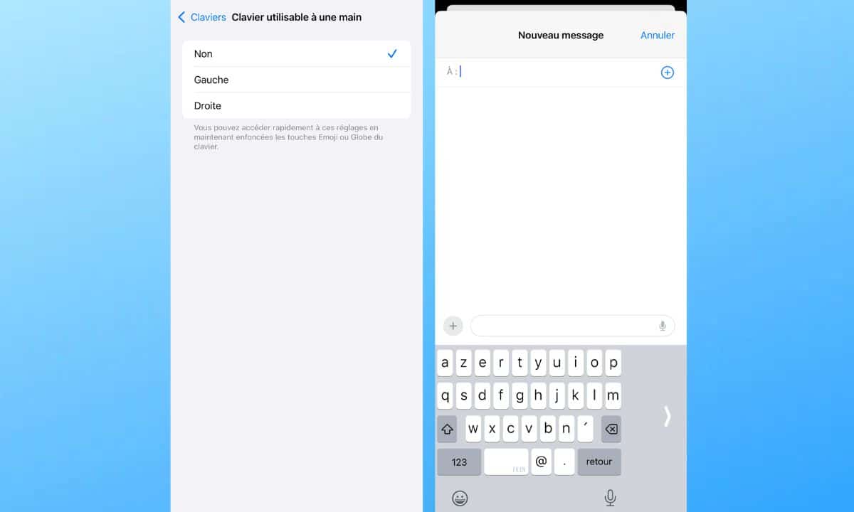 clavier à une main iphone