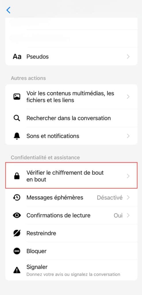 chiffrement de bout en bout messenger