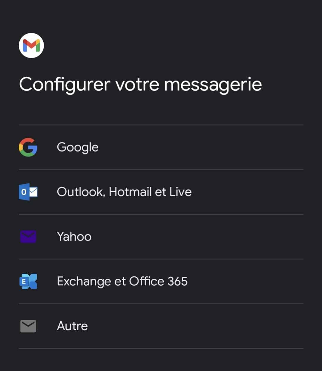 Configurer messagerie Gmail