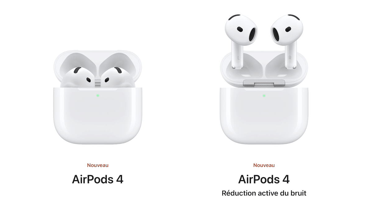 Deux AirPods 4 différents