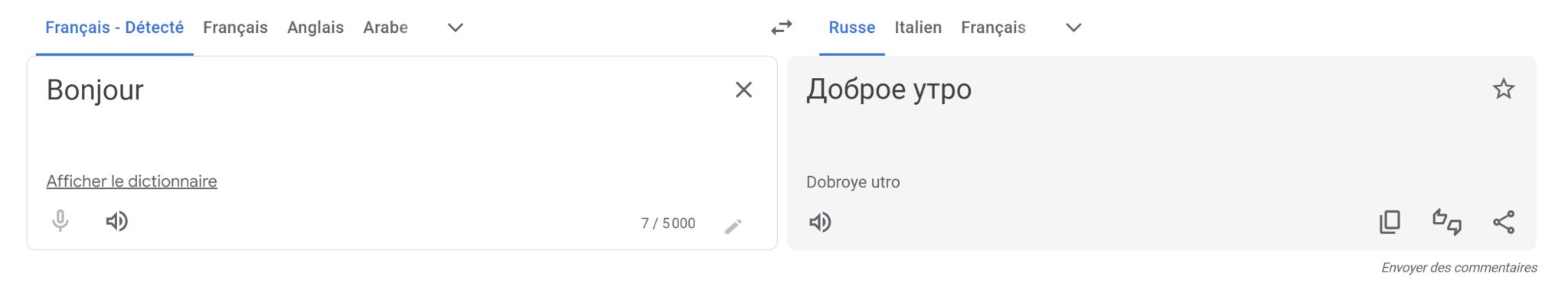 Traduction français-russe Google Traduction