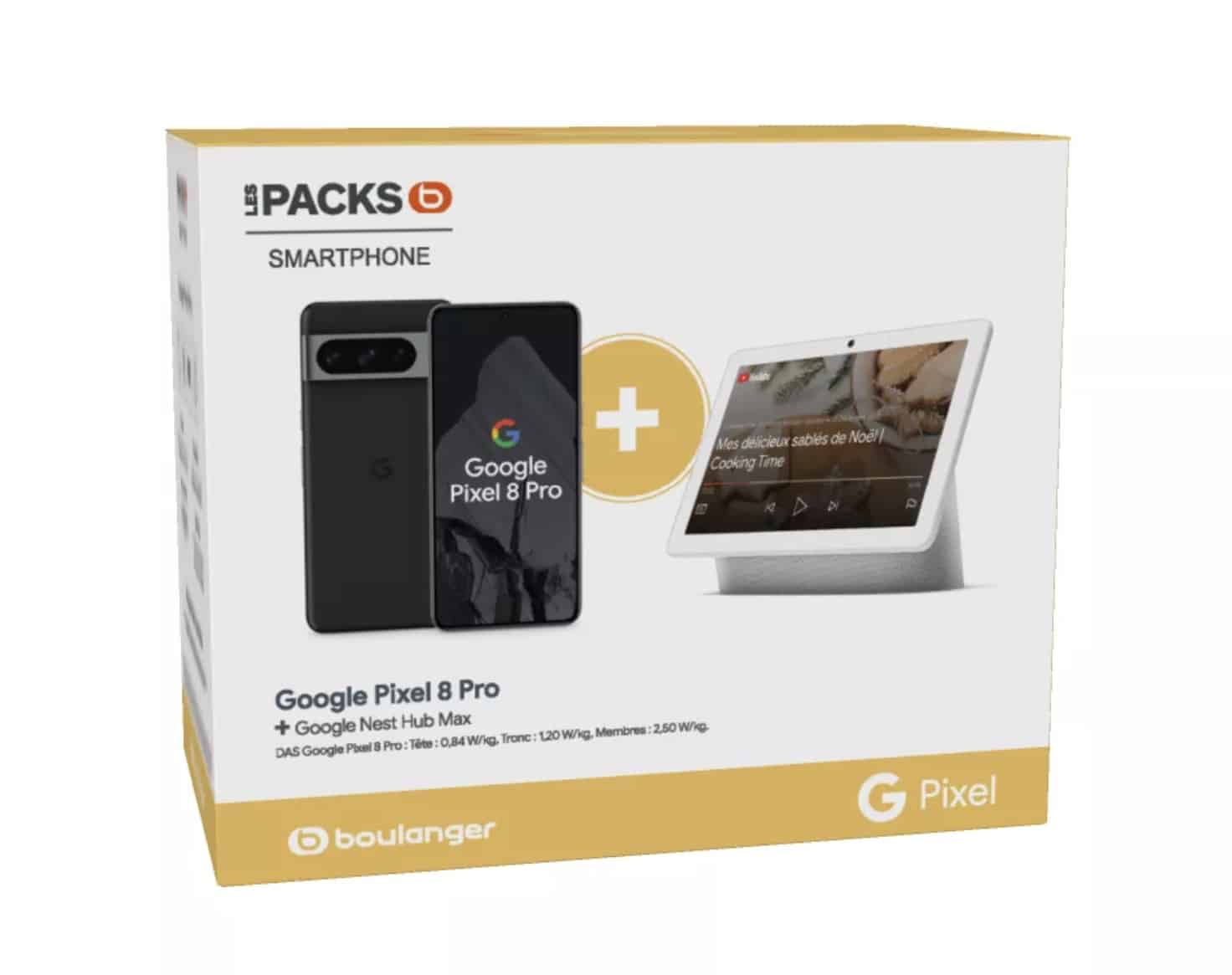 Pack smartphone Google Pixel 8 Pro (128 Go) + Nest Hub Max