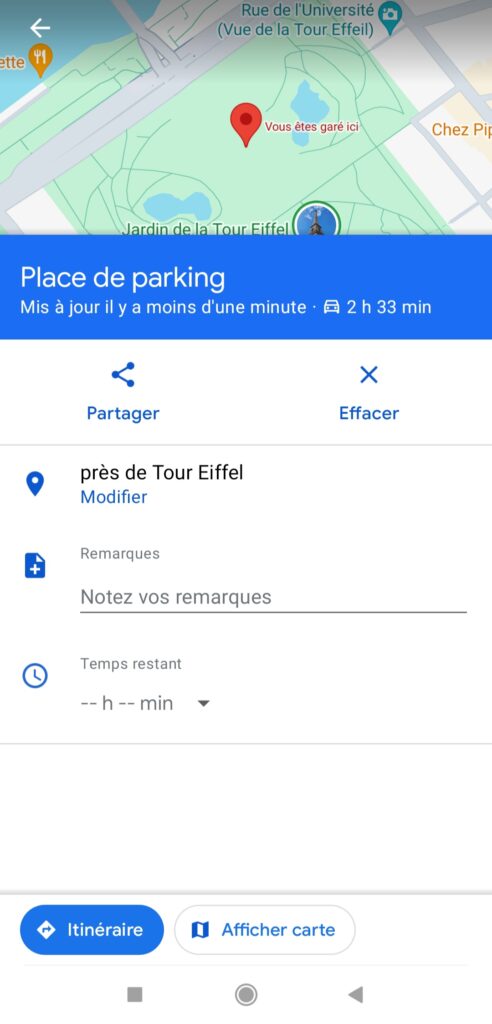 Google Maps retrouver véhicule