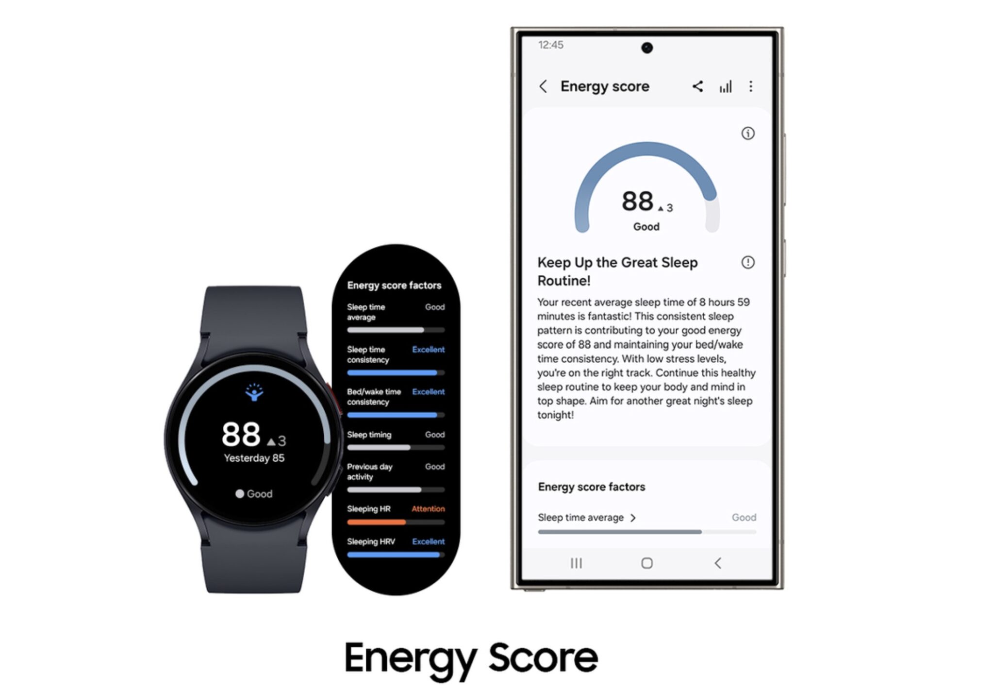 Score d'énergie Galaxy Watch