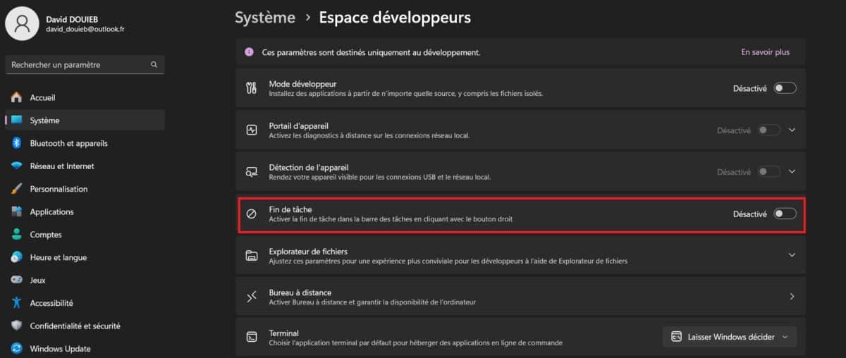 windows 11 barre des tâches fin de tâche