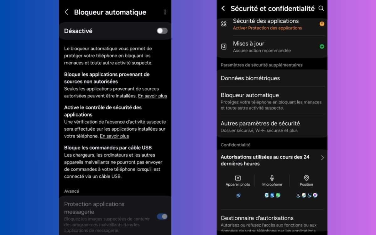 galaxy bloqueur automatique one ui 