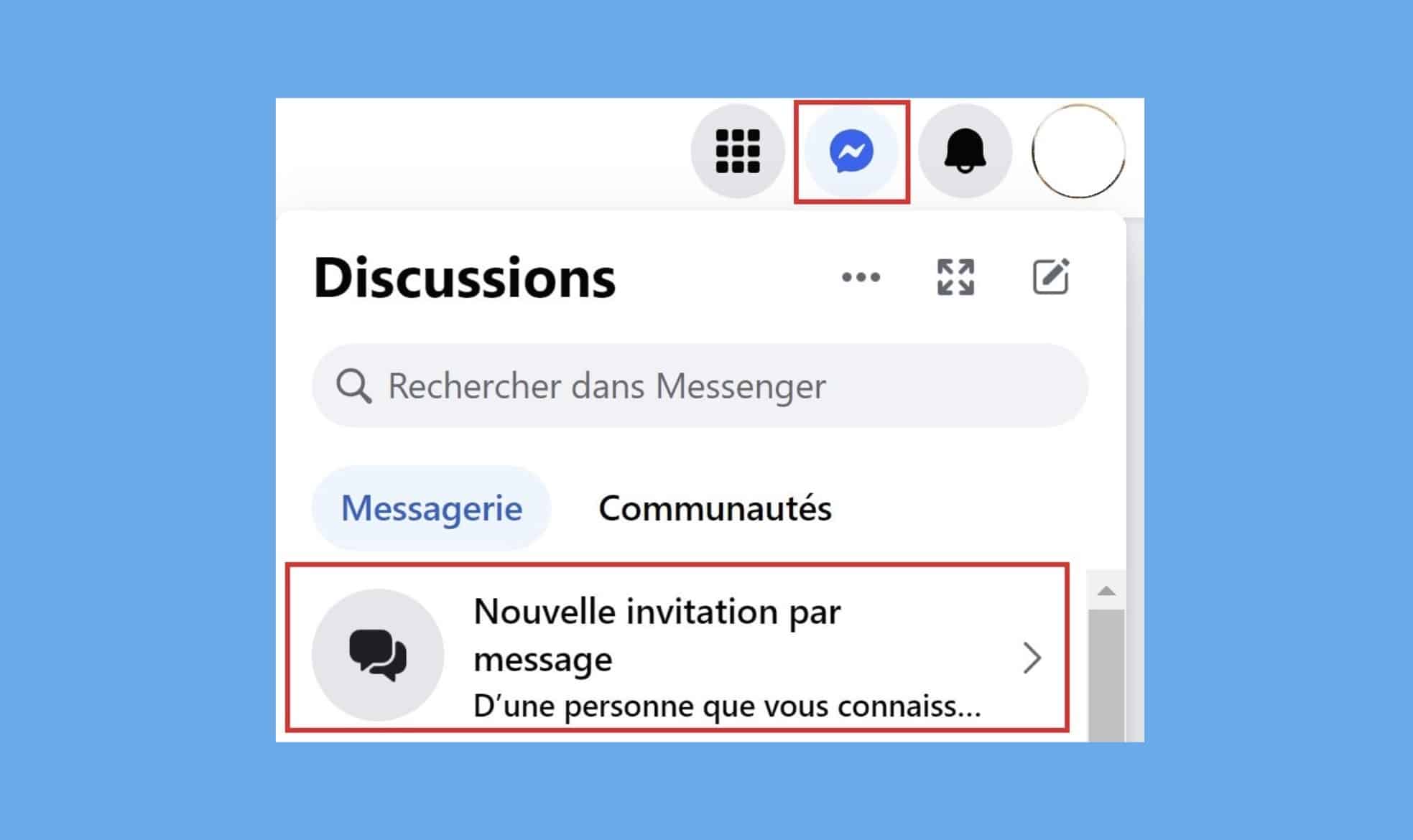 Nouvelle invitation Messenger Facebook ordinateur