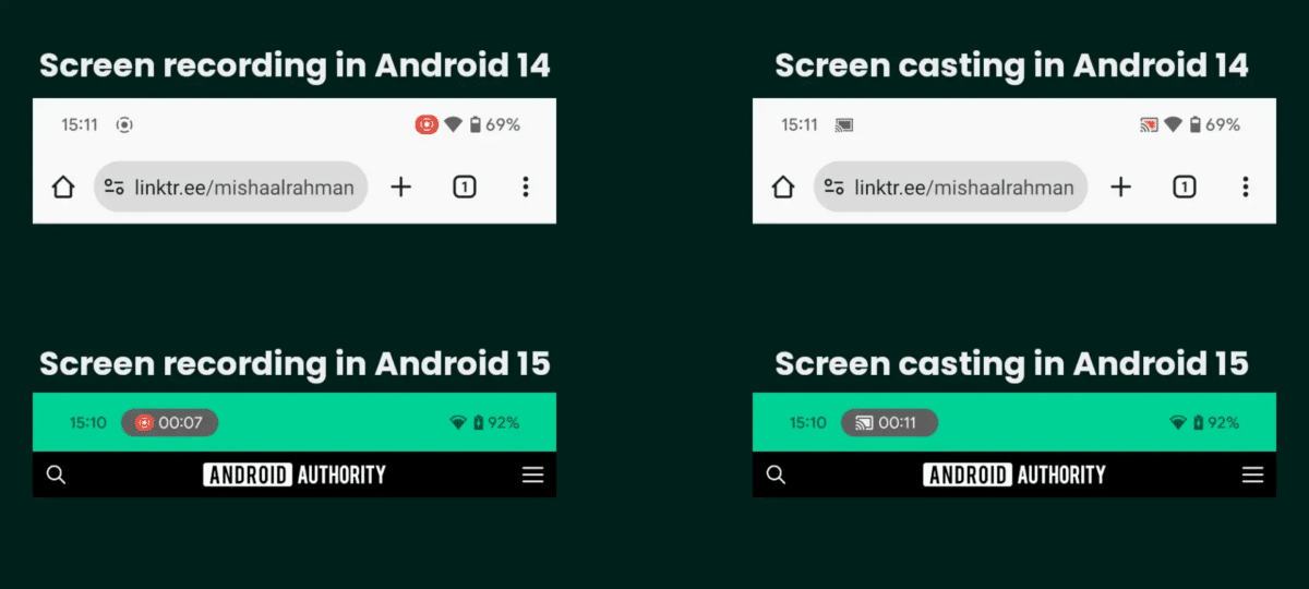 Android 15 enregistrement diffusion écran nouveauté mise à jour