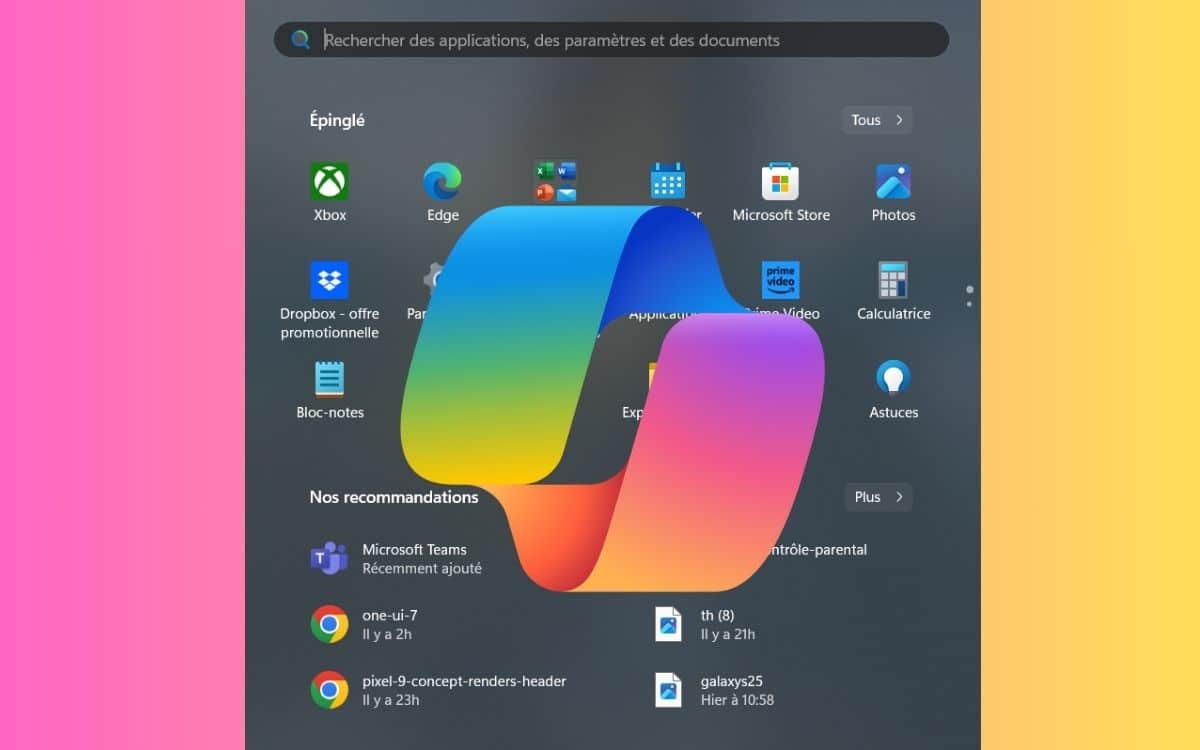 copilot menu démarrer windows 11 
