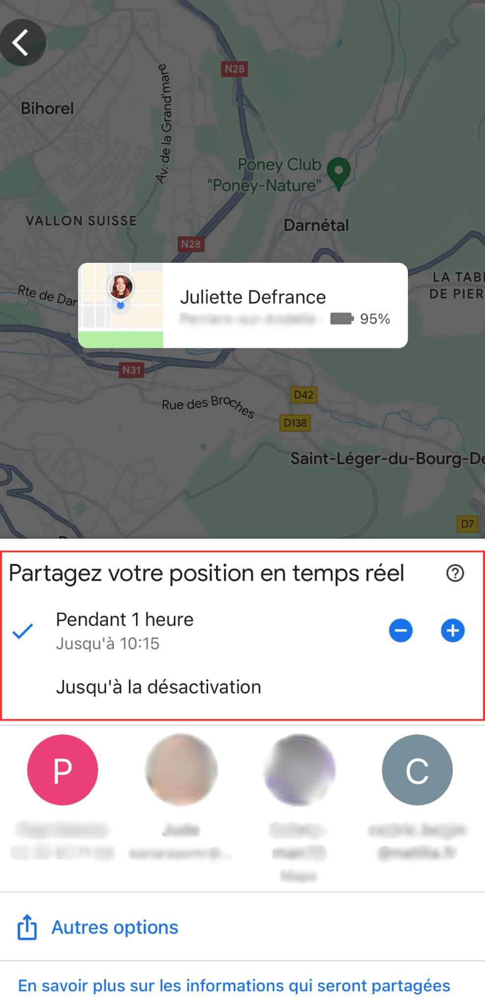 partage de connexion Google Map