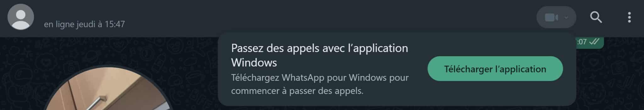 Il n'est pas possible de passer des appels sur la version web de WhatsApp