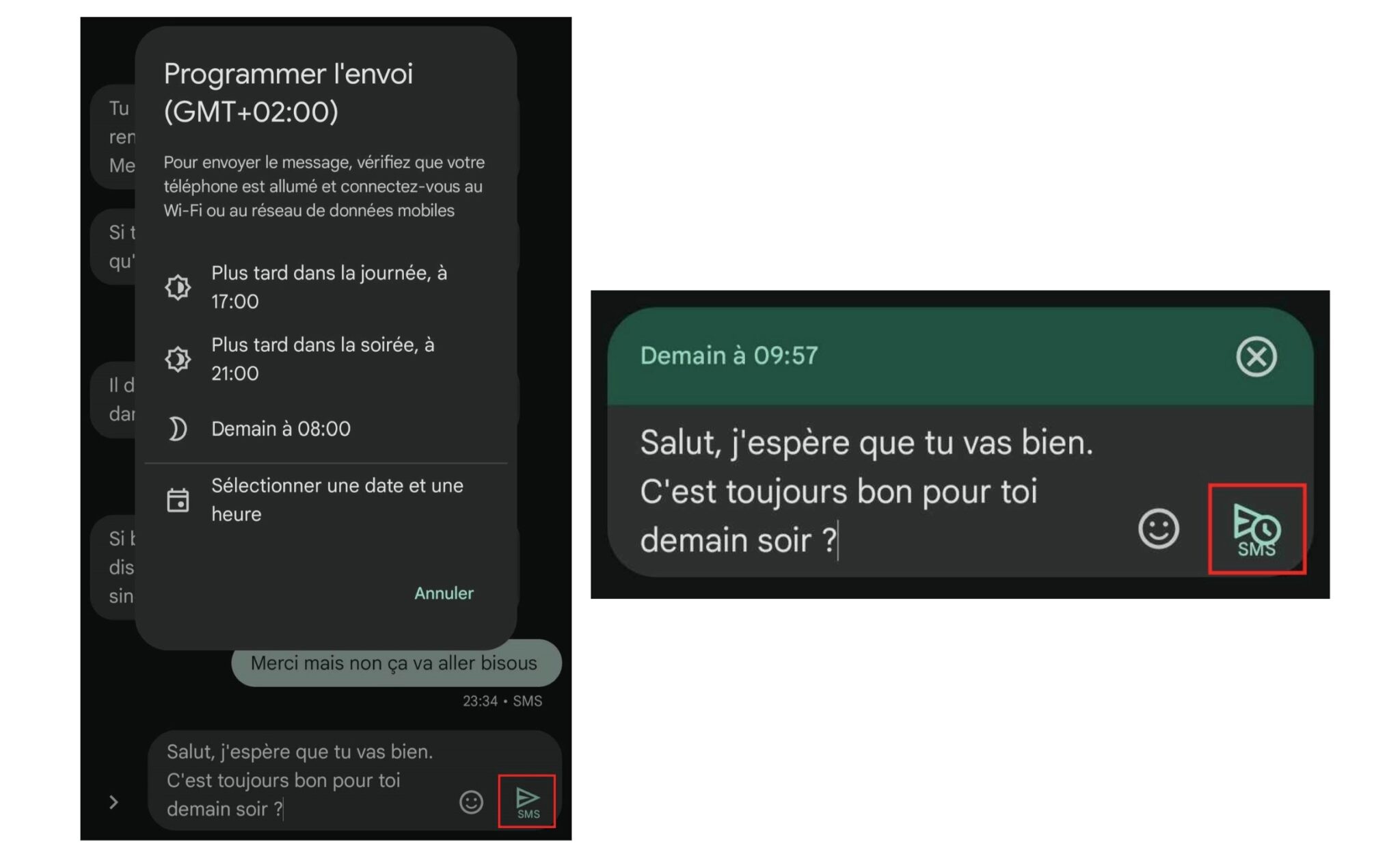 Programmer l'envoi d'un SMS Android