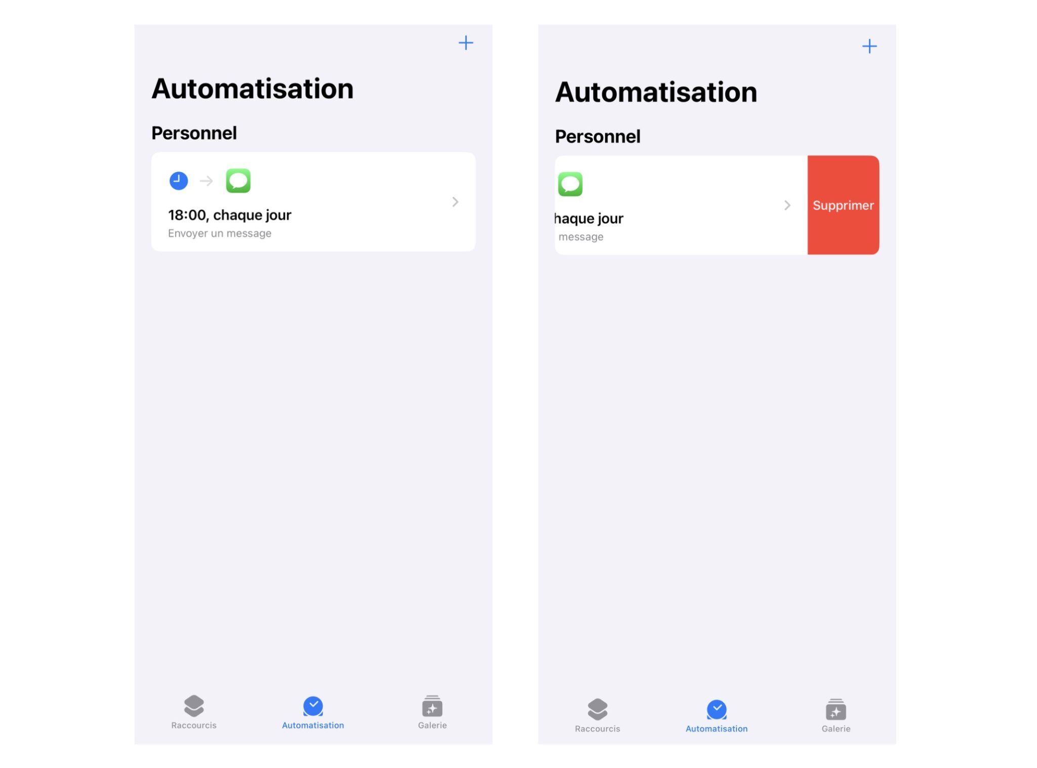 Supprimer une automatisation sur iPhone