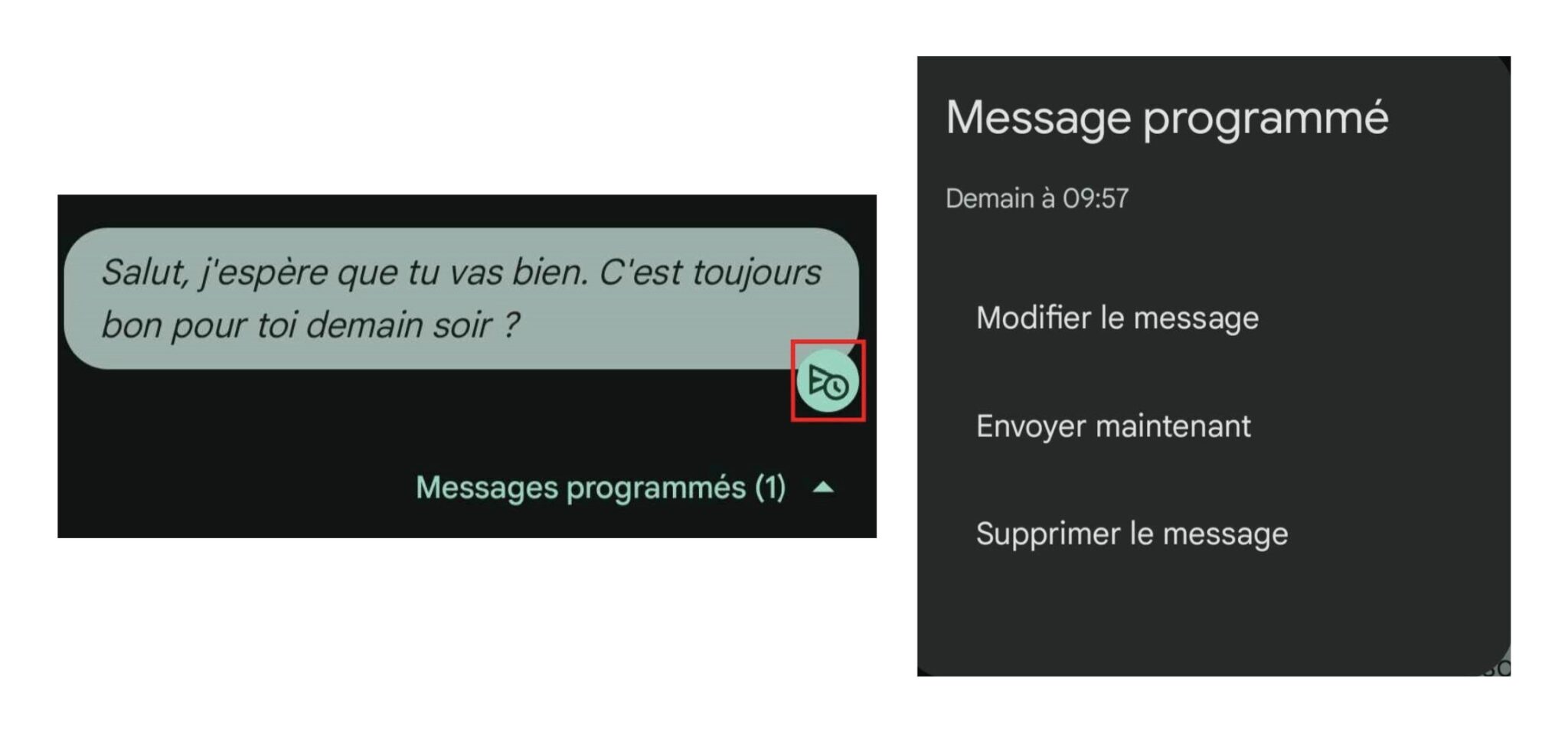 Supprimer ou modifier un message programmé sur Android