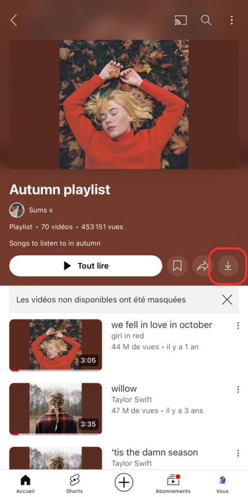 télécharger une playlist sur mobile