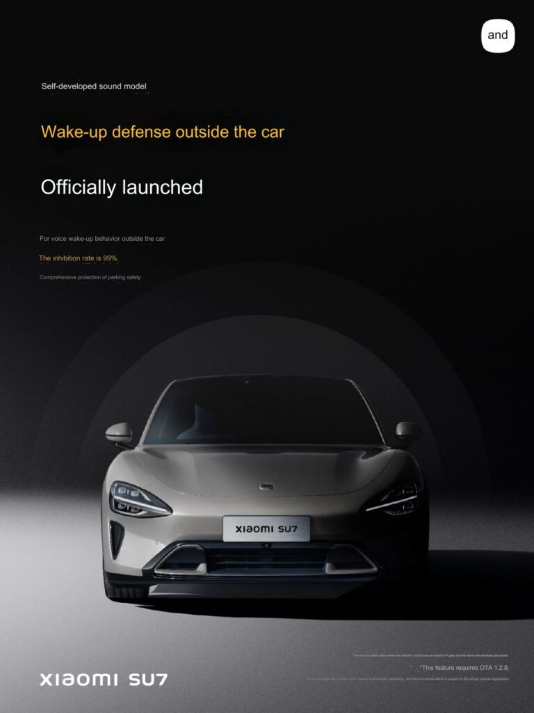 Xiaomi SU7 défense système protection vocal commande berline électrique voiture