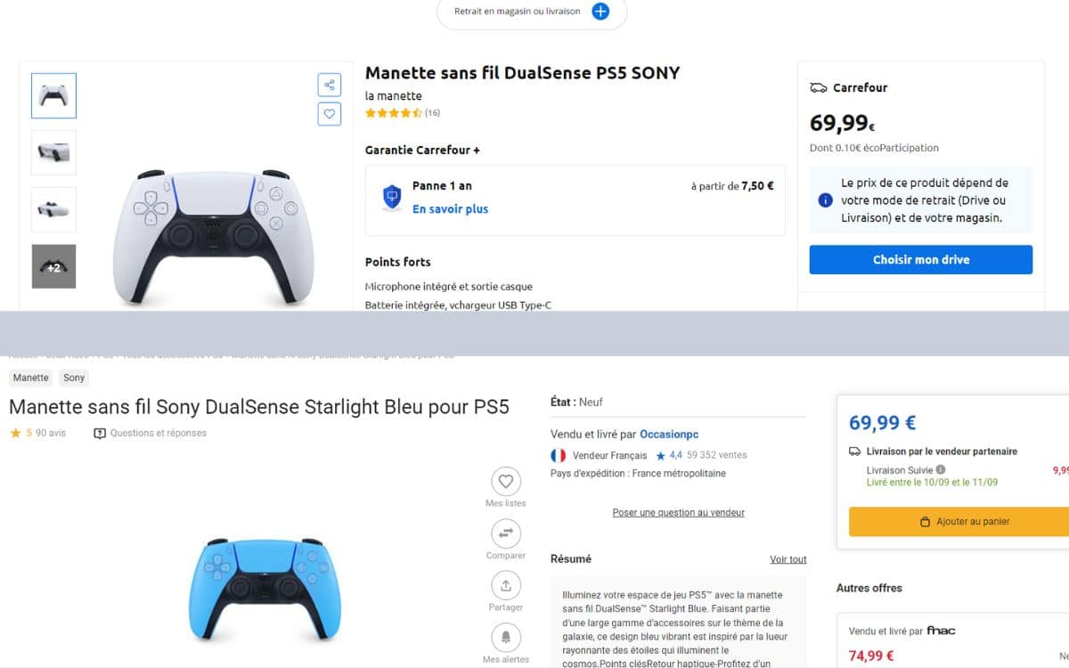 dualsense prix tarif manette ps5 