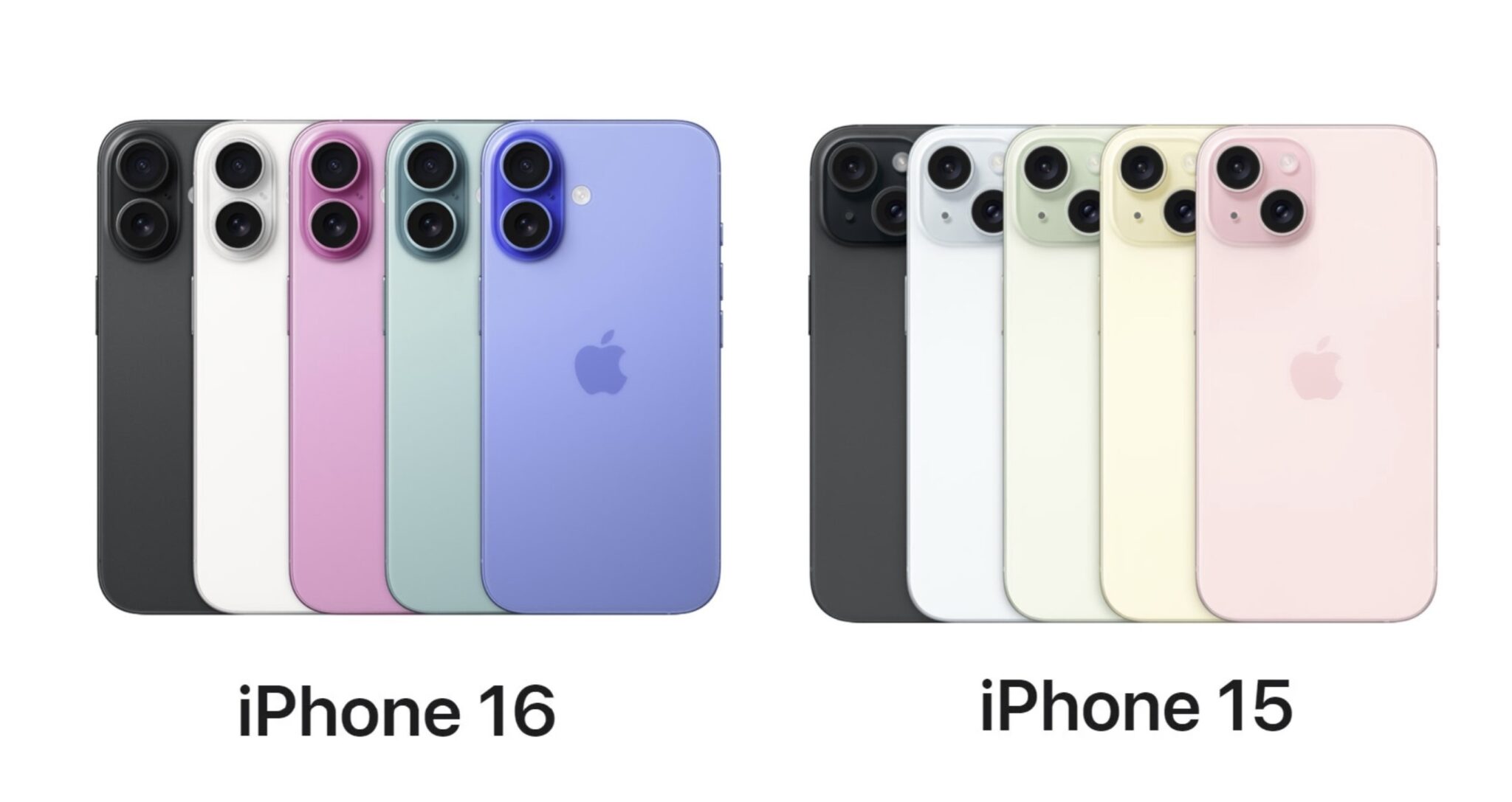 iPhone 16 vs iPhone 15 coloris