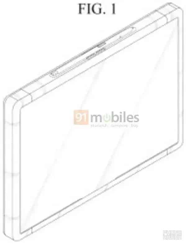 Croquis du brevet déposé par samsung pour un écran de tablette enroulable