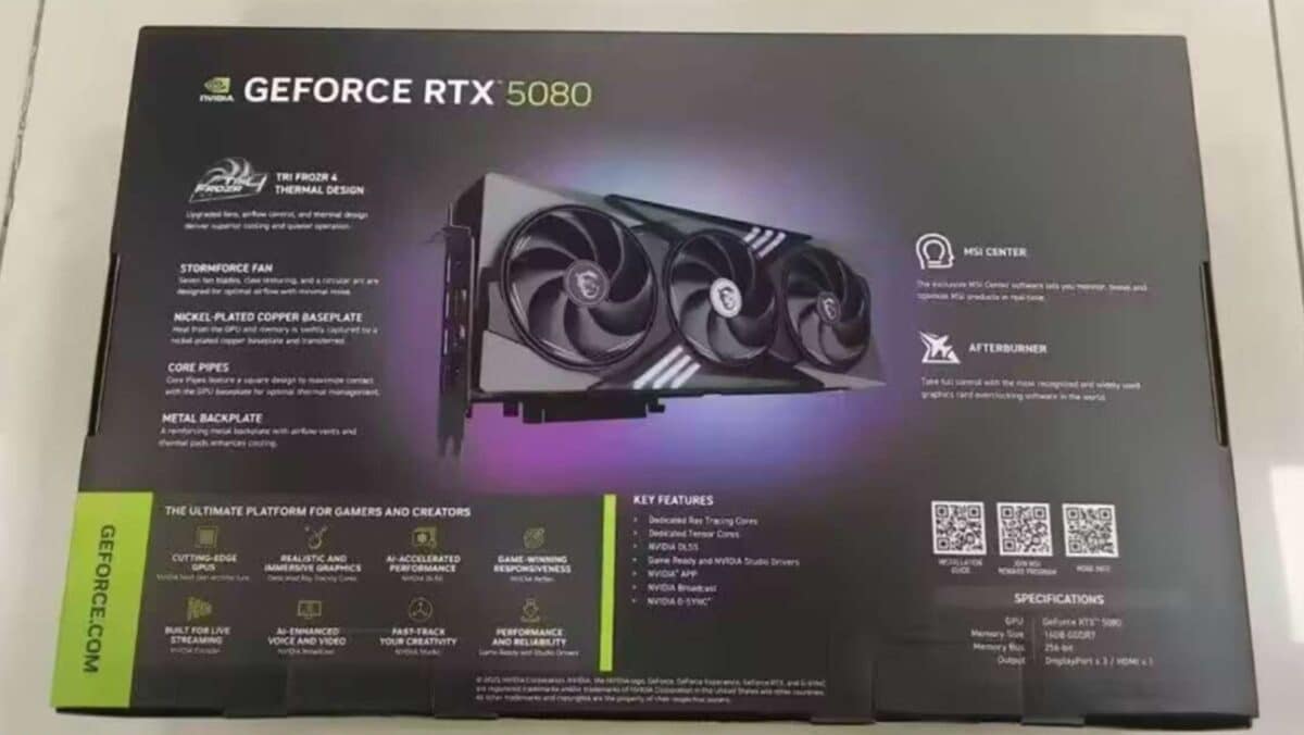 Visuel supposé de la boite de la nouvelle RTX 5080