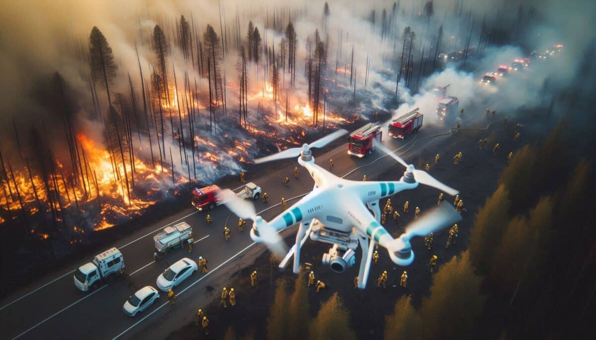 Feu de forêt, drone, pompiers