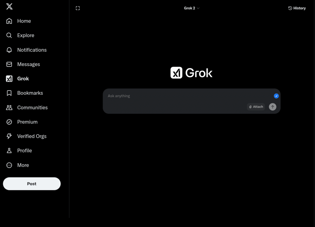 Copie d'écran, Chatbot Grok sur X